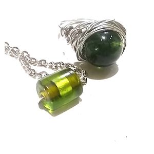 Peridot set of ring and neckalace